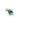 1989 Ford Bronco - A small green toy helicopter is depicted against a white background.