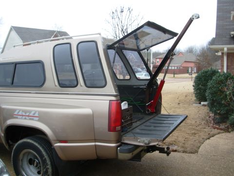 1997 Chevrolet Silverado 3500 - This isn't FULL-height, but it's close. Obviously, it can only be used like this when the camper shell is off. But it might work for removi…