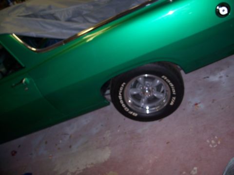 1971 Ford Ranchero - 1971 Ford Ranchero in green, viewed from the side, with a custom wheel and tire.