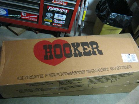 1979 Ford Bronco - Hooker exhaust system box with product information printed on the side.