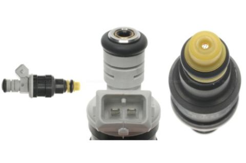 1990 Ford Bronco - Three fuel injectors are displayed, their various components and connection points.