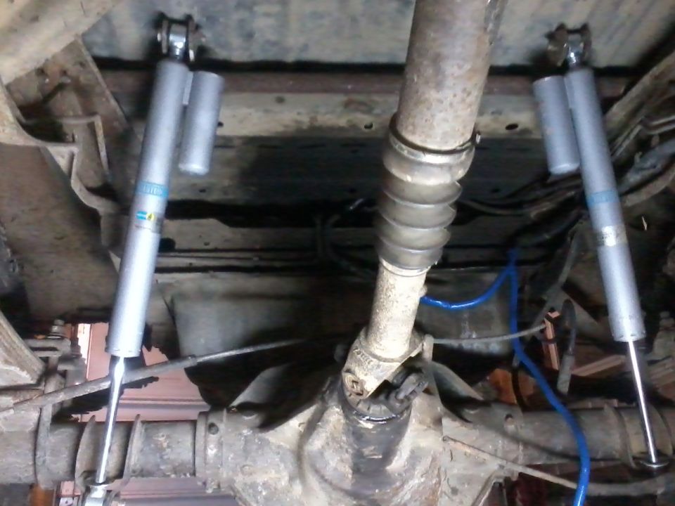 Rear shock hoop with Bilstein shocks and driveshaft