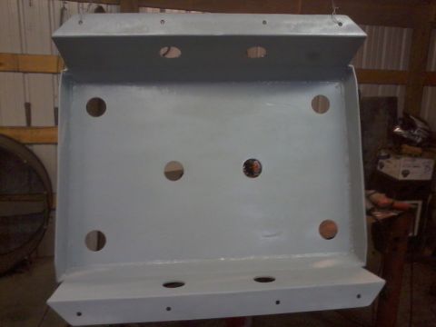 1995 Ford Bronco - Gas tank skid plate, likely for an older truck or SUV, painted gray.