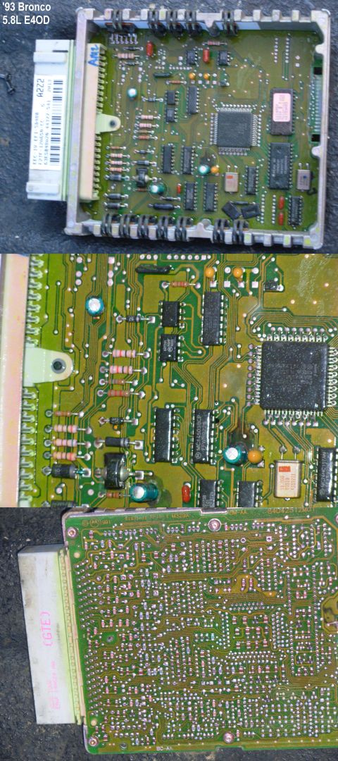 1983 Ford Bronco - The EEC from my '93 5.8L E4OD body donor Note the 3 burned spots under the green/silver electrolytic capacitors. IF THE IMAGE IS TOO SMALL,…