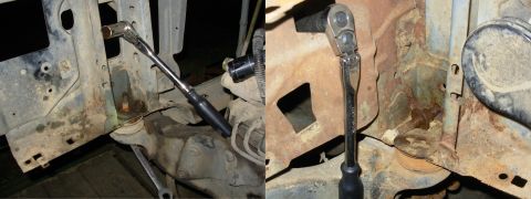 1983 Ford Bronco - I've been soaking these with Liquid Wrench since I got the truck, and the L nut came off with no trouble. But the R bolt, being under the b…