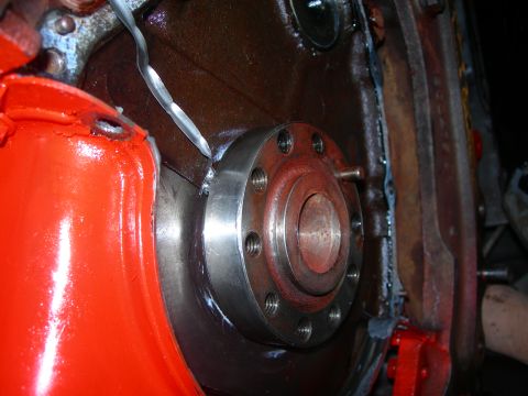 1984 Ford Bronco - This image shows a close-up view of an engine's crankshaft seal area, not a complete vehicle.