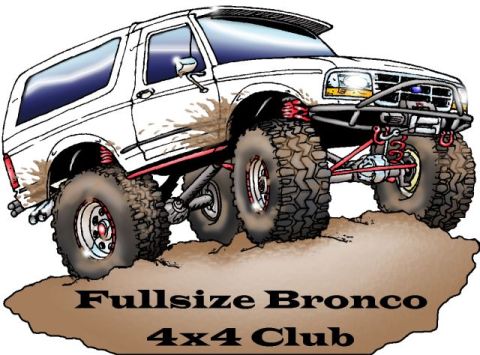 1989 Ford Bronco - Illustration of a lifted 1989 Ford Bronco, likely for a 4x4 club event.