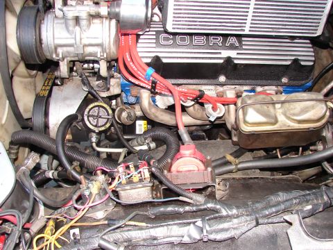 1973 Ford Ranchero - Close-up view of an engine bay, showing various components and wiring.