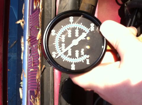 1992 Ford F-150 - Fuel Pressure Gauge all hooked with truck at idle. It is at about 38 psi.