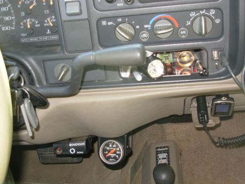 1997 Chevrolet Silverado 3500 - I'm not sure the boost gauge will stay there, so the extra hose is coiled under the dash, and I haven't installed the backlighting yet. But…