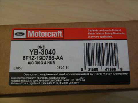 2003 Ford Taurus - This is a Motorcraft A/C Disc & Hub part packaging, not a vehicle.