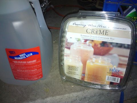 1993 Ford Probe - A container of Muriatic Acid and a package of Creme brand container wax are shown.