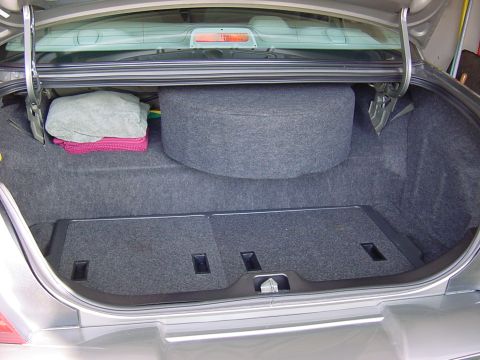 2003 Mercury Grand Marquis - This is the trunk now, with the full size spare, consisting of a new Bridgestone Turanza tire matching the other tires, on a new LSE rim.
