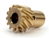 1990 Ford Bronco - A close-up view of a brass helical gear with a keyed shaft, isolated on a white background.