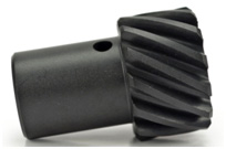 1990 Ford Bronco - A close-up view of a black distributor gear, designed with helical teeth for smooth operation.