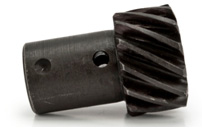 1990 Ford Bronco - A close-up view of a metal distributor gear, helical teeth for smooth operation.