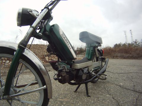 1981 Garelli Rally Sport - Green moped with 'GARELLI' text on the side, parked outdoors.