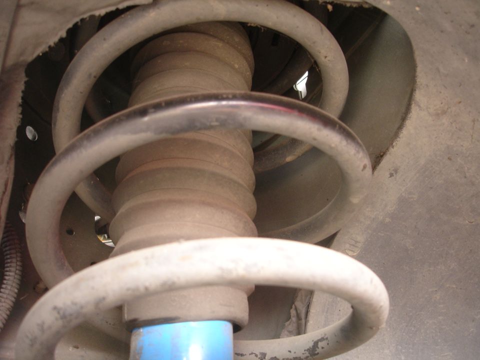 Front suspension coil spring and blue shock absorber