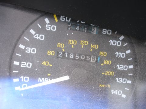 1993 Ford Taurus - The odometer shows 218,505 miles, and the trip meter reads 412 miles.