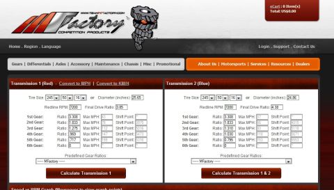 1993 Ford Probe - This screenshot shows a website transmission calculators for different gear ratios and tire sizes.