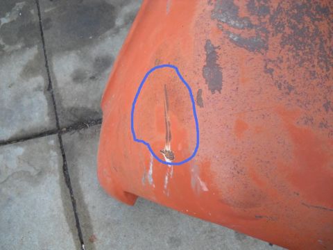 1954 Ford F-100 - 1-15-2012: Here's the dent in the passenger fender. But it's open on the back side. So a little hammer and dolly time it will be good as ne…