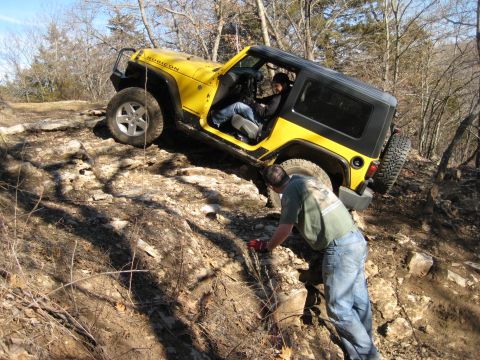 2005 Jeep Wrangler - Jeep Wrangler Rubicon navigates a challenging rocky trail.