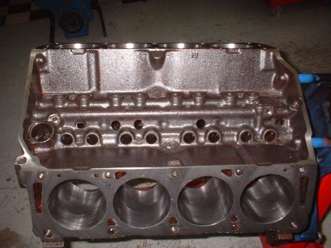 1969 Mercury Cyclone - Close-up view of an engine block, showing the cylinder bores and internal structure.