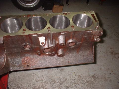 1969 Mercury Cyclone - A close-up view of an engine block, showing the cylinder bores and some external details.