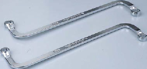 two L-shaped wrenches with 12-point sockets