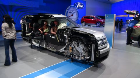 1993 Ford Taurus - A Ford Explorer cutaway display at an auto show, revealing its internal structure and safety features.