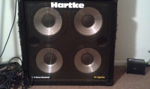 1995 Honda Civic - A Hartke 4x10 bass module speaker cabinet is shown in a room with cables.