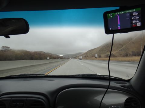 1993 Ford Taurus - Driving on I-5 North towards San Francisco, with a GPS displaying route information.