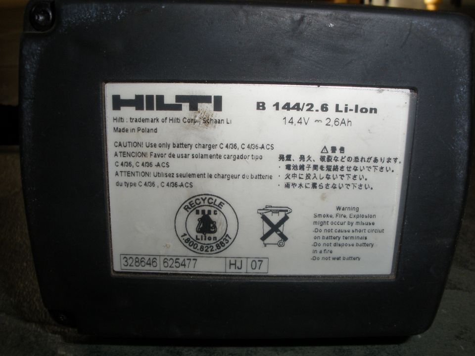 Hilti B 144/2.6 Li-Ion battery pack label