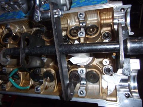 1991 Ford Taurus - Close-up view of an engine's internal components, including camshafts and valves.