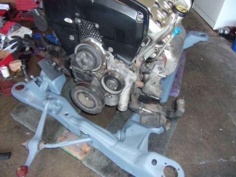 1991 Ford Taurus - Engine and subframe assembly, likely for an engine swap project.