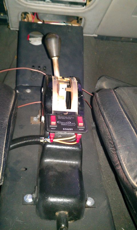 1992 Ford Ranger - Close-up of an aftermarket shifter console, possibly for a vehicle simulator, with visible wiring.