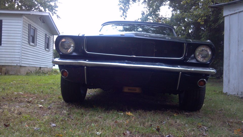 Black 1965 Ford Mustang convertible front view