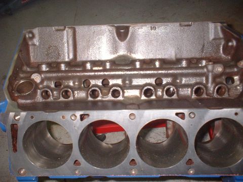 1969 Mercury Cyclone - Close-up of an engine block, showing cylinder bores and top casting details.