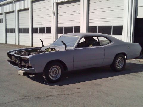 1971 Dodge Dart - This 1971 Dodge Dart coupe is in primer and appears to be undergoing restoration work.