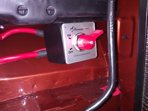 1971 Dodge Dart - A master disconnect switch, labeled 'Performance Plus', is visible with red wiring connected.