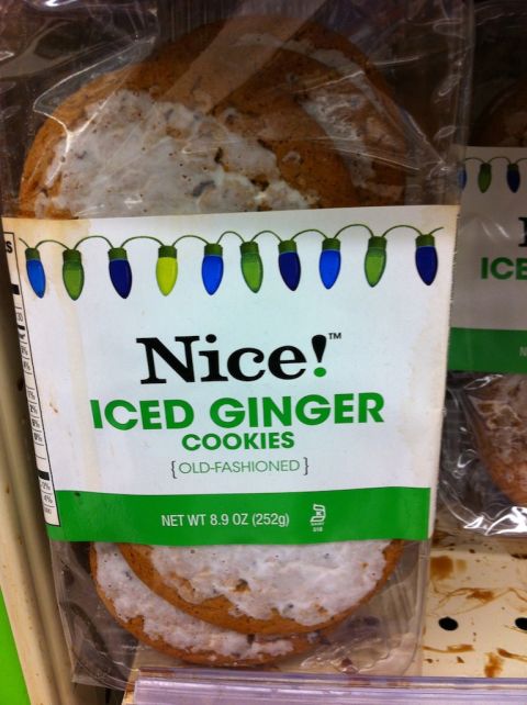 1987 Suzuki Samurai - A package of Nice! Iced Ginger Cookies is displayed on a shelf, showing the product label and cookies inside.
