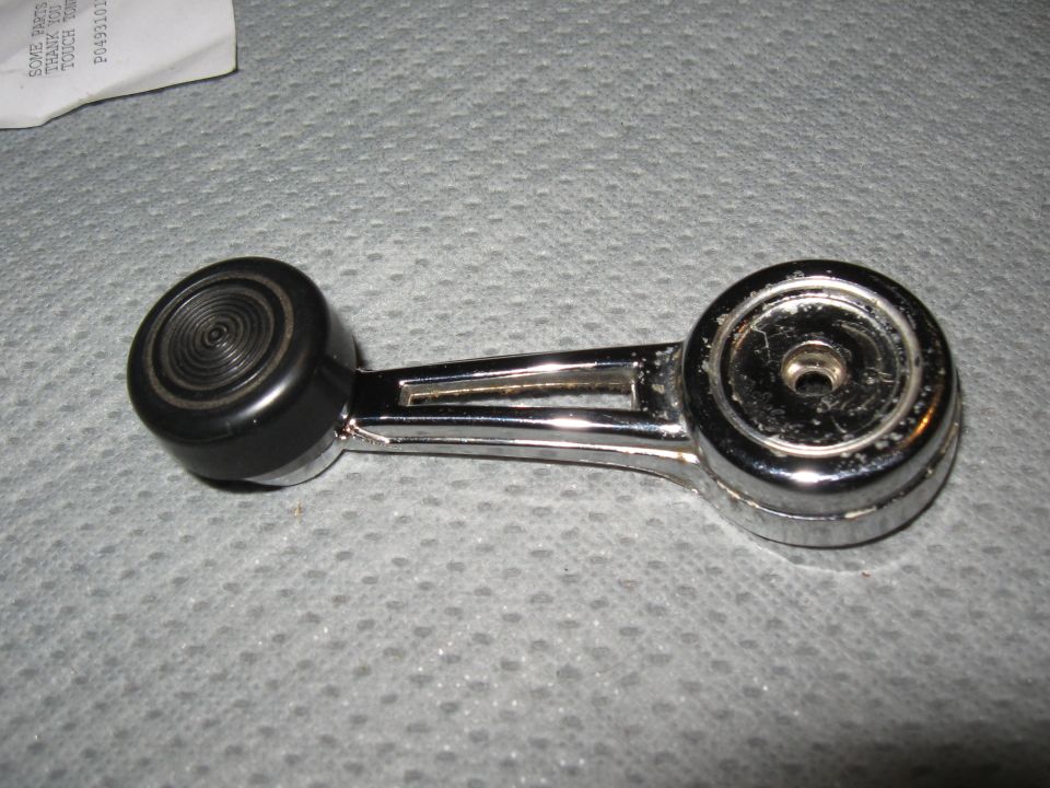 Chrome window crank with black knob