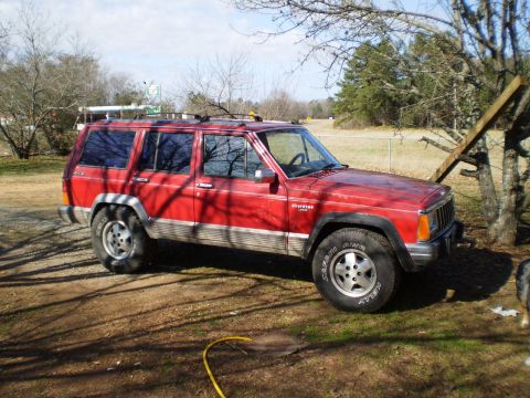 1992 Jeep Cherokee - Red 1992 Jeep Cherokee parked outdoors on a sunny day.