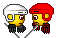 1989 Ford Bronco - Two lego figures dressed as hockey players face off with sticks.