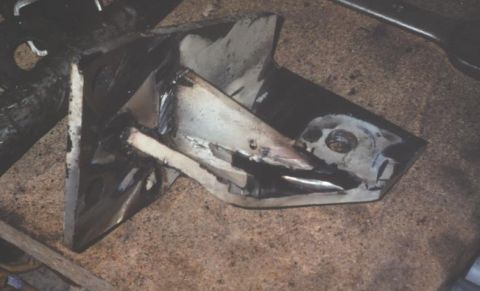 1980 Ford Bronco - Engine Mounts had to be tweaked from flat Chevy version to 45 degree Ford version.