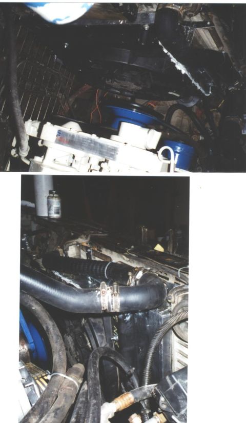 1980 Ford Bronco - Ford Thunderbird fan (half of it) and a hand-fabbed fan shroud