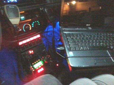 1997 Mercury Grand Marquis - Night view of Control box, radio and laptop