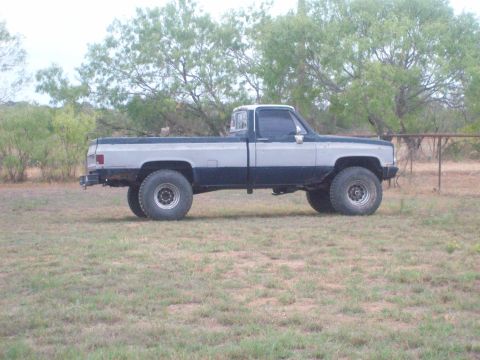 1989 Ford Bronco - This lifted pickup truck, likely from the early 1980s, sits parked in a grassy, outdoor area.
