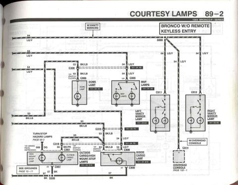 1996 Ford Bronco - Courtesy Lights w/o RKE - 2