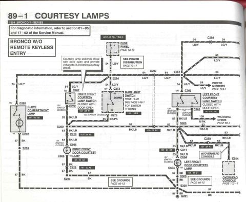 1996 Ford Bronco - Courtesy Lights w/o RKE - 1
